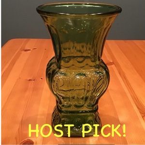VINTAGE ART DECO GREEN GLASS VASE